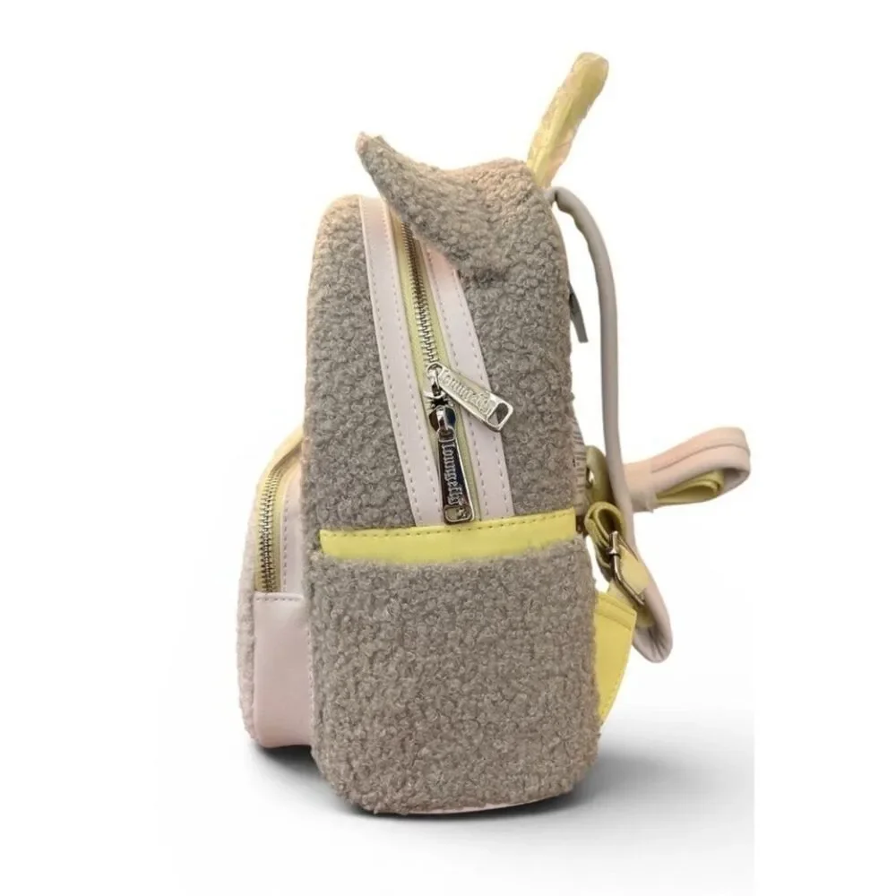 Loungefly Disney Figaro Cat Mini Backpack Pinocchio Fuzzy Sherpa Gray Kitten NWT